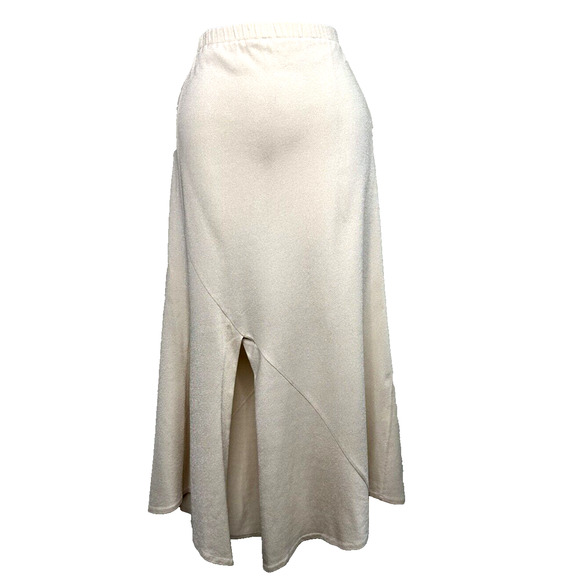 MARSIL Made in Italy Champagne Beige Long Skirt Asymmetrical Slit Front Back‎ 44 - Picture 1 of 4
